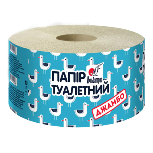 Папір туалетний макулатурний Альбатрос Джамбо з тисненням 120 м 1 шт.